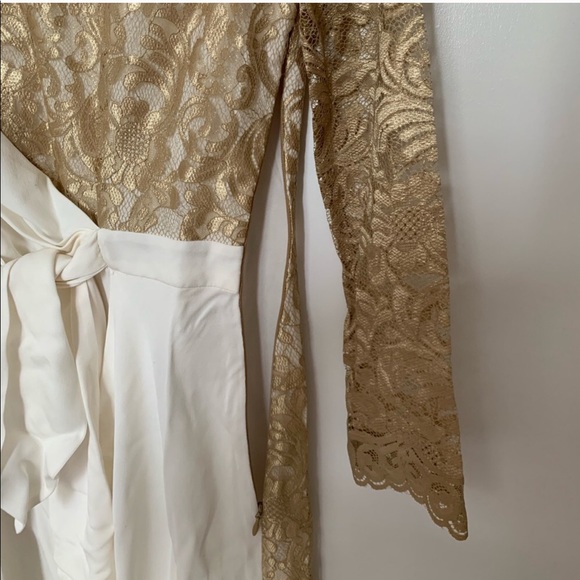 Diane Von Furstenberg Lace Gold Cream Dress 4 - Picture 6 of 6